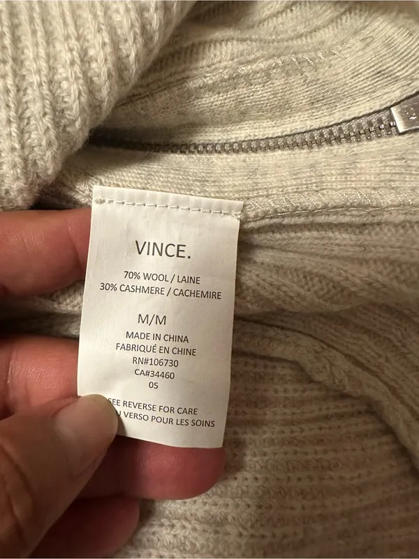 Vince Heathered Light Gray Ribbed Cowl Neck Sweater - Image 9