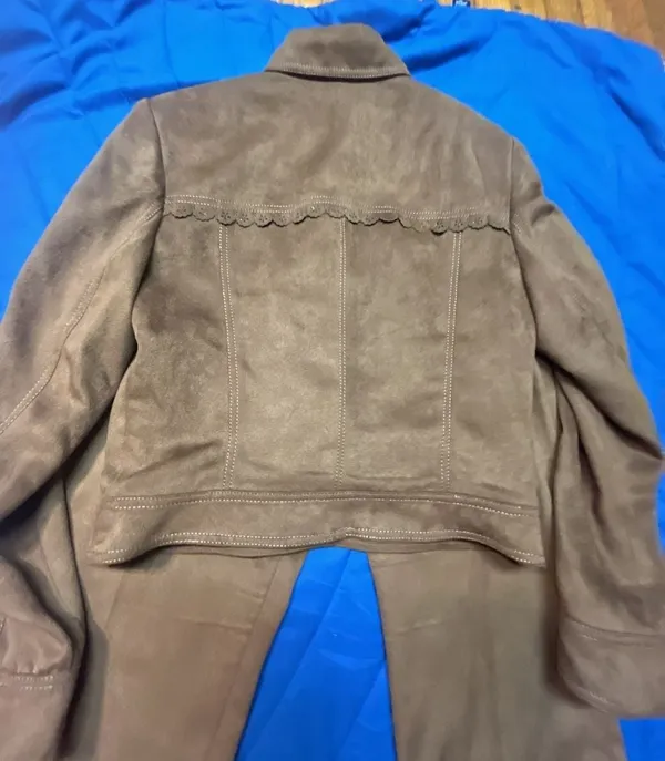 Vintage Boho Faux Suede Jacket and Trouser Pant 2-Piece Suit Set - Image 5