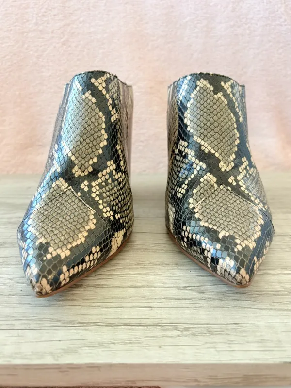 Sam Edelman Reverie Desert Snake Leather Pointed 4" Stacked Block Heel Mule 7.5 - Image 2