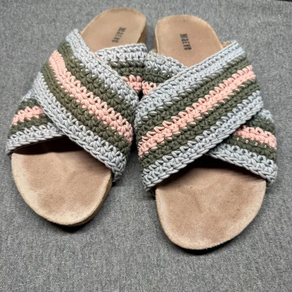 Boho Crochet Slides‎ Sandals Multi Color Maeve Anthropologie 41 - Image 3