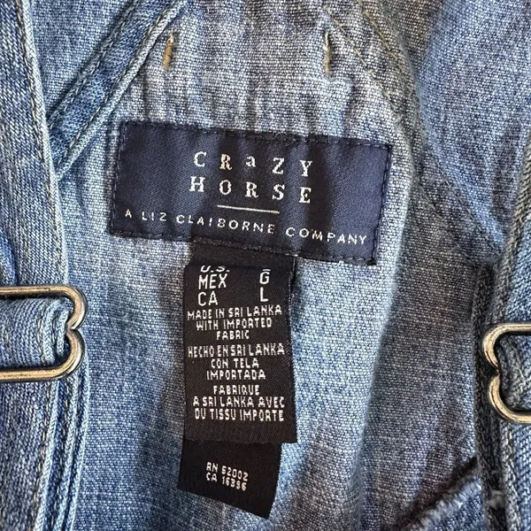 Vintage 90's Crazy Horse Liz Claiborne Women's Denim Overalls Crop Raw Hem Blue - Image 6