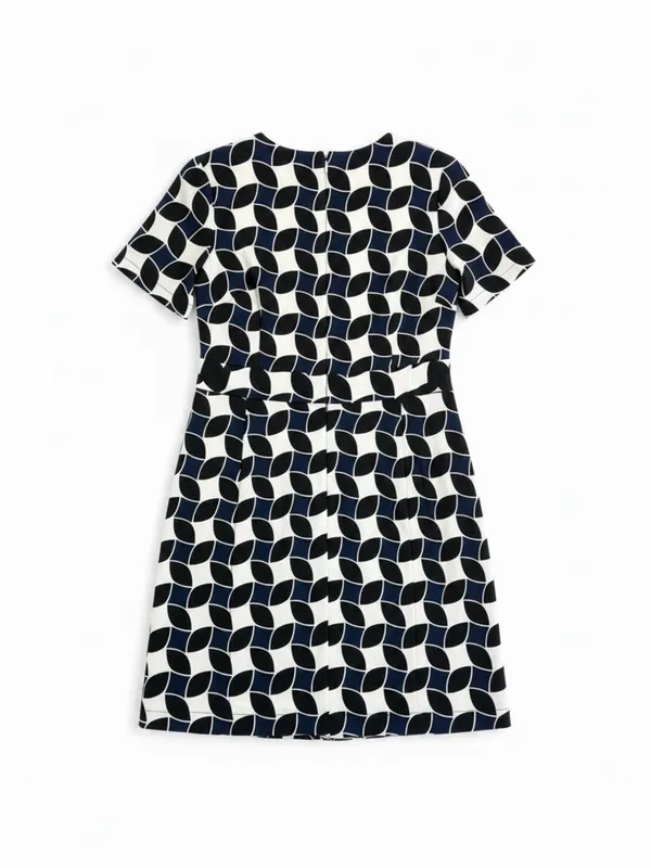 Boden Alexa Geometric Print‎ Cotton Shift Dress Navy White Black 12 EUC - Image 3