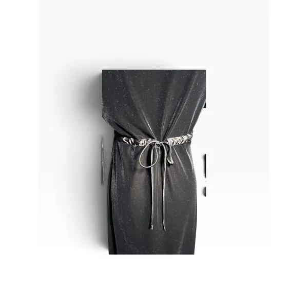 Vintage 90s CDC Caren Desiree Black Velvet Maxi Dress Tie Back Size 10 retro - Image 5