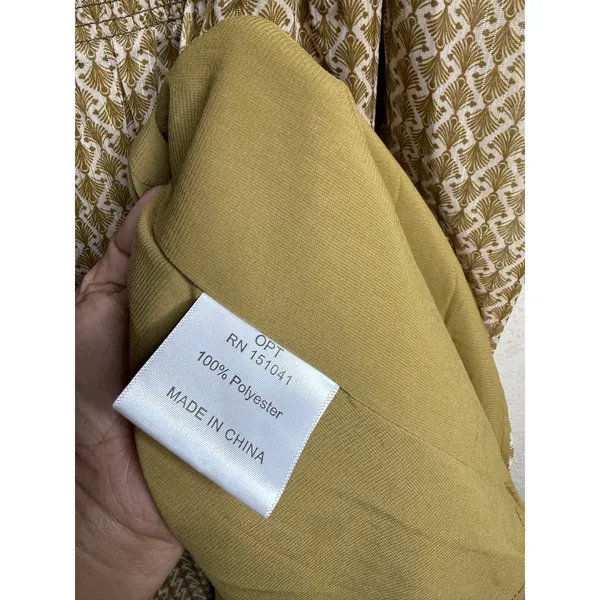 O.P.T Classic Smocked maxi Dress size XL Gold Metallic Square Neck Smocked - Image 10