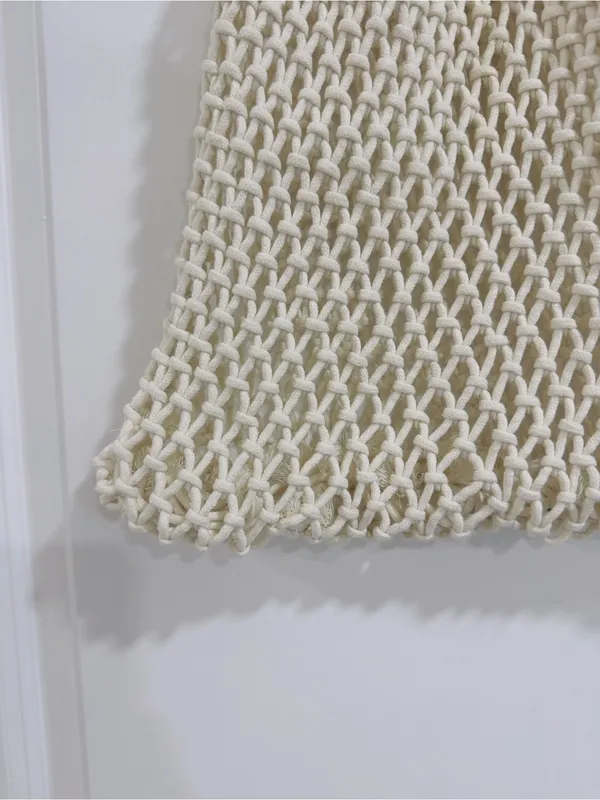 Boho Macramé Cotton Rope Market Tote Bag | Handmade Ivory Woven Beach Shopper - Image 4