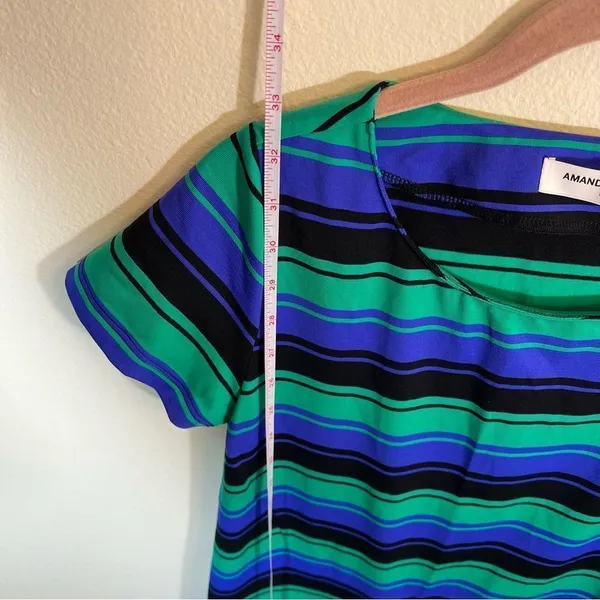✨ Amanda Uprichard Women’s Purple‎ Green Black Striped Shirt Dress P - Image 7