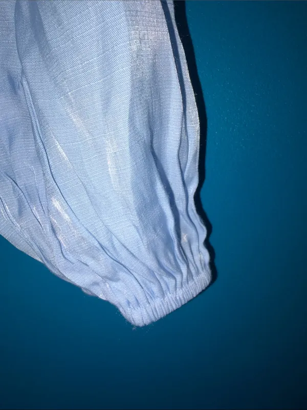 Light Blue Off-Shoulder Crop Top with tie back - Image 3