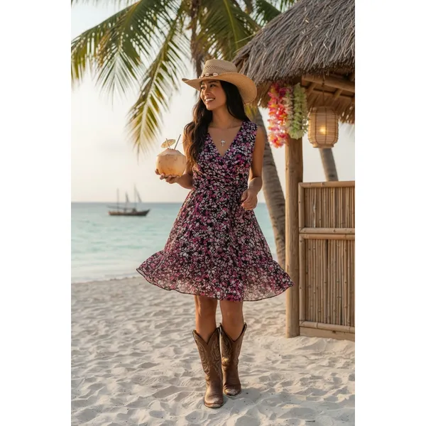 White House Black Market Pink Floral Tiered V Neck Cocktail Party Dress Size 6‎ - Image 11