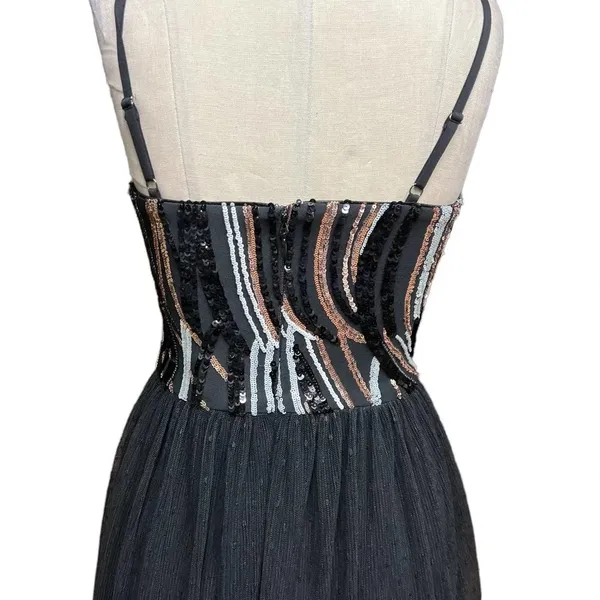 Dress The‎ Population Block Print Tiered Sequin Tulle Dress Size Small - Image 6