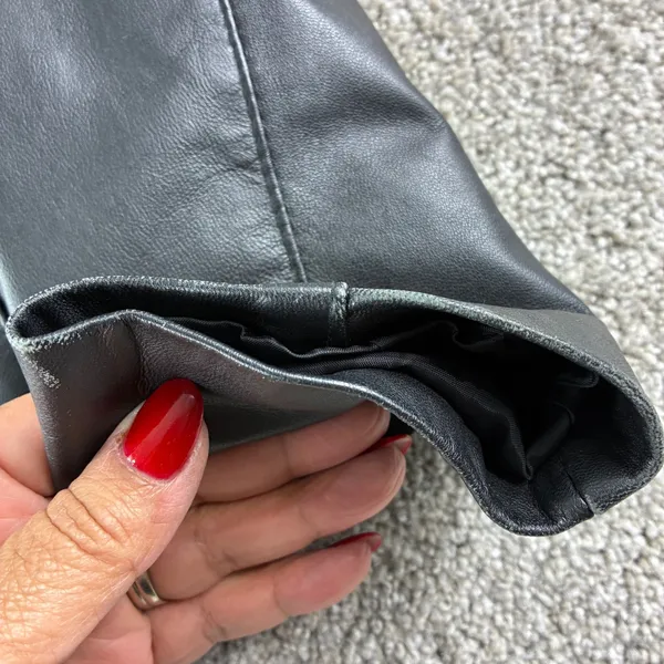 R&O by Reilly Olmes Leather Jacket Womens Large Black‎ Zip Up Minimalist Y2K 90s - Image 9