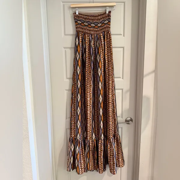 Miss Me Boho Patterned Strapless Maxi Dress‎ Size Small - Image 2
