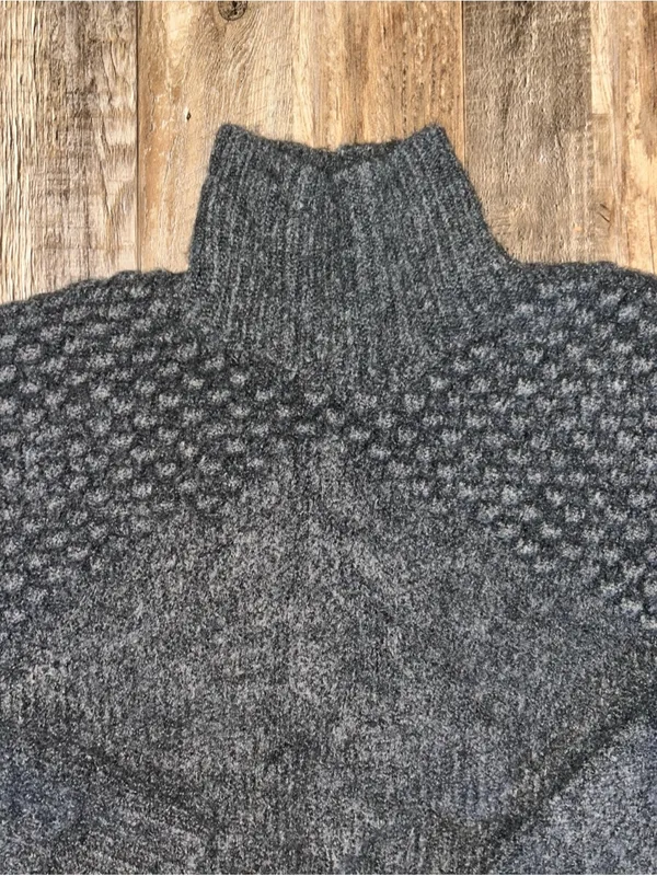 Free People Sweater Womens Small Gray Mock Neck Pullover Chunky-Knit Bobble - Image 2