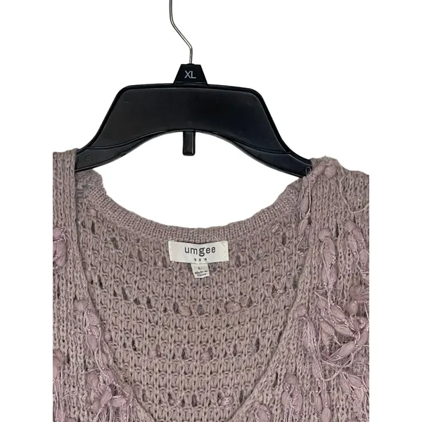 Umgee Women's‎ Cardigan Wrap Shaggy Open Front Fringe Vest Sleeveless Grey Large - Image 2