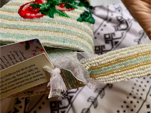 Handcrafted in India Striped Tomato Beaded Shoulder Bag VIRAL NWT - Image 13