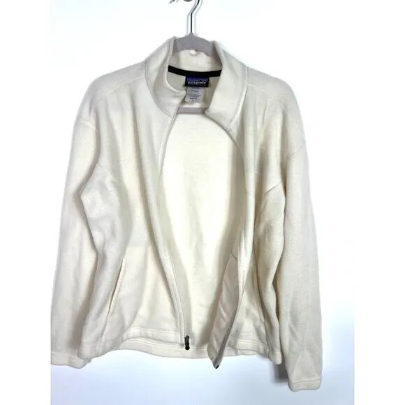 Patagonia Synchilla Womens‎ Fleece Jacket Cream National Geographic Logo Size L - Image 7