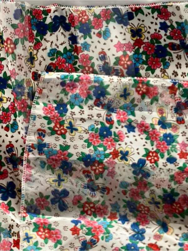 Women’s Floral Silky Scarf, Grandma core, machine stitched edges - Image 2