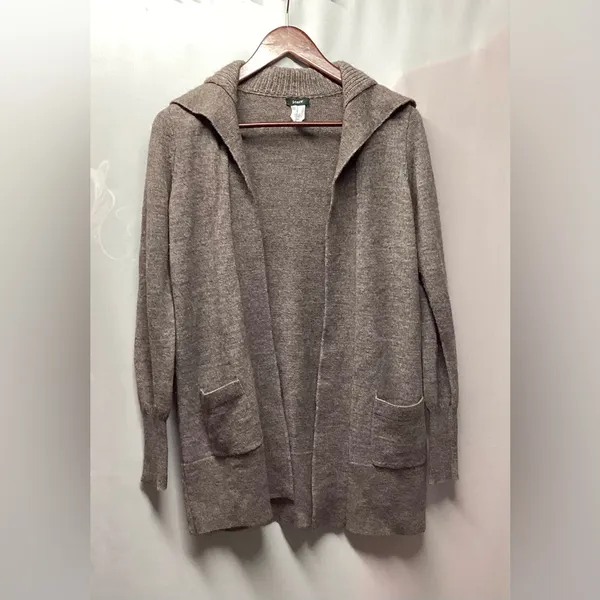 J crew wool blend open front long cardigan Taupe Brown. Size Small. - Image 10