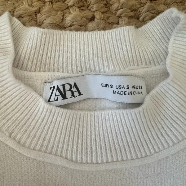 Zara White Mini Sweater Dress With Ruched Waist - Image 2