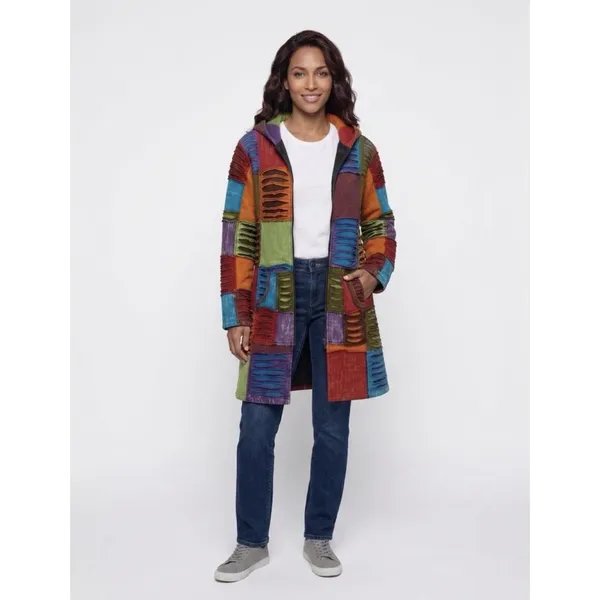 Women's Patchwork Multicolor Boho Hippie Grunge Long Sweater Distressed Sz Large - Image 9