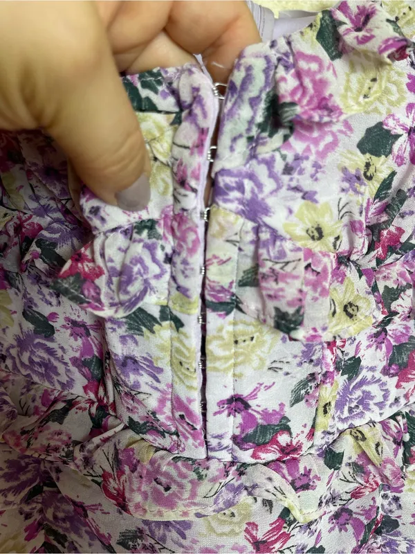 ASTR The Label Floral Ruched Puff Sleeve Mini Dress Purple Sz L Fairy Whimsical - Image 15