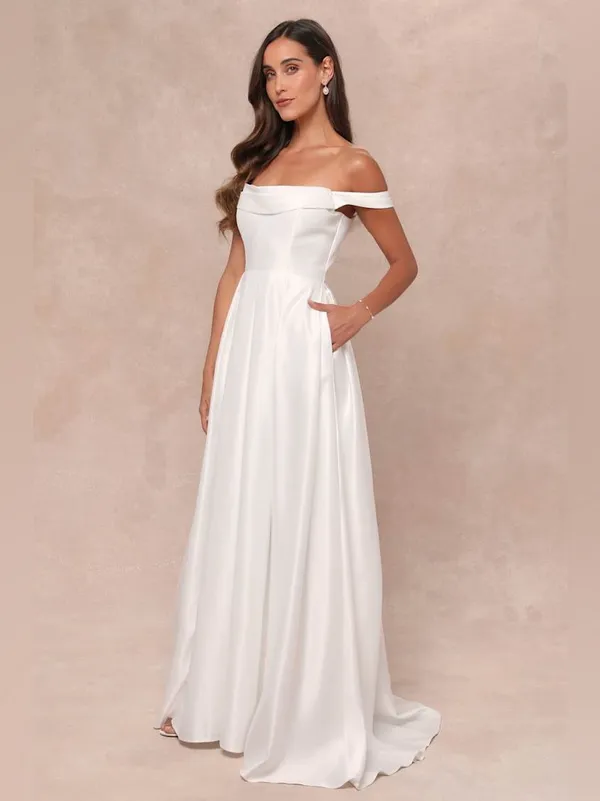 LULU’S Extraordinary Vow White Off-the-Shoulder Maxi Dress with Pockets - Image 5