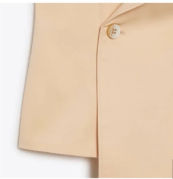 Zara NWOT gabardine light, yellow, zipper, back strapless button front tube top - Image 7