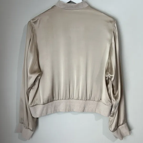 Amanda Uprichard Satin Matching Set Large 100% Silk Frankie Bomber Jacket Pants - Image 5
