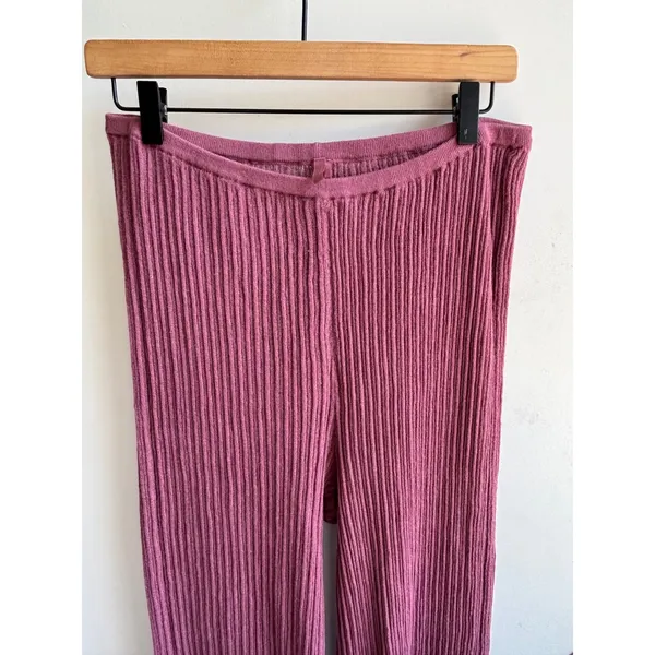 SKIMS Ribbed Sheer Lounge Pants Large high rise comfortable layered luxury - Image 3