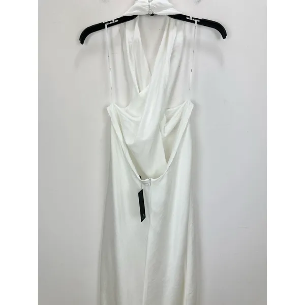 Lulus Beyond Classy White Satin Halter Midi Dress Cocktail Wedding XXL NWT - Image 9