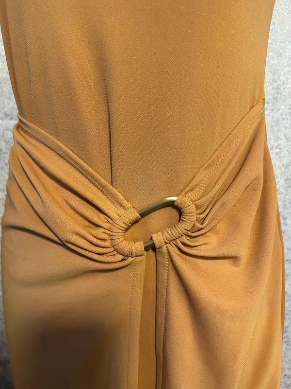 DKNY one shoulder dress in Saddle Tan  - Image 4