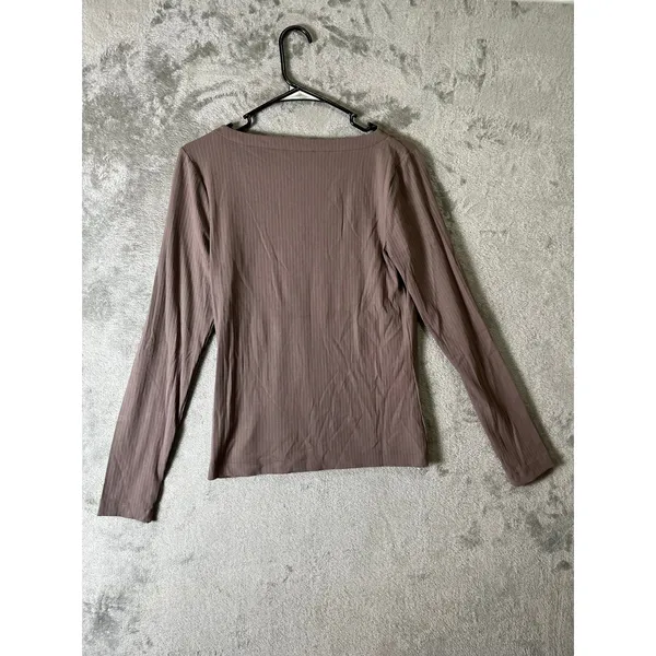 SPANX Rib Asymmetrical Neck Top Smoke Taupe Elevated Basics Capsule Wardrobe New - Image 7