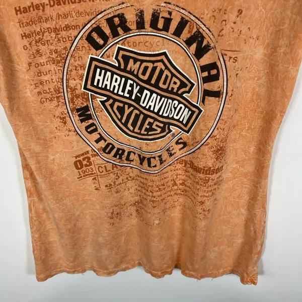 Harley‎ davidson v neck short sleeve shirt Womens Size M Orange Texas Motorcycle - Image 3