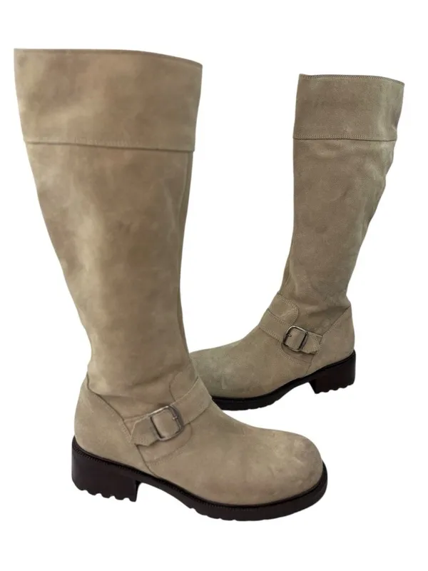 -J. Crew Boots Womens Size 9 Suede Leather Mid Calf Quiet Luxury Old Money Italy - Image 4