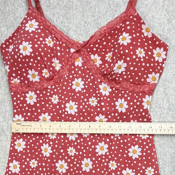 Y2K No Boundaries Red Daisy Polka‎ Dot Lace Trim Cami Dress 11-13 Cottagecore - Image 7