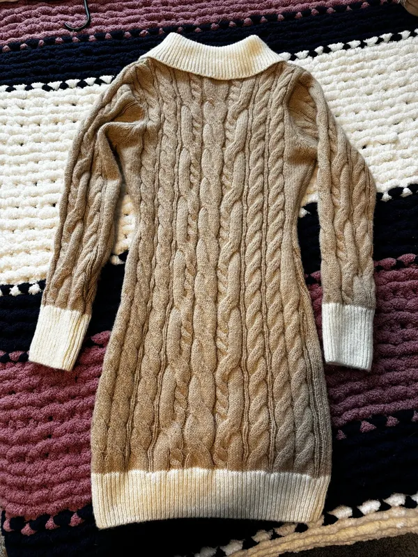 Sweater Dress Tan Size M - Image 4
