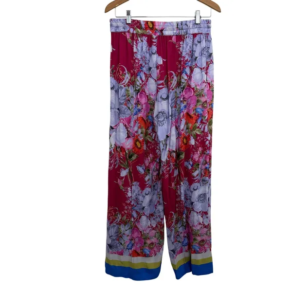 Aratta Silent Journey Pants Womens Small Red Floral Wide Leg Elastic Waist Boho - Image 6