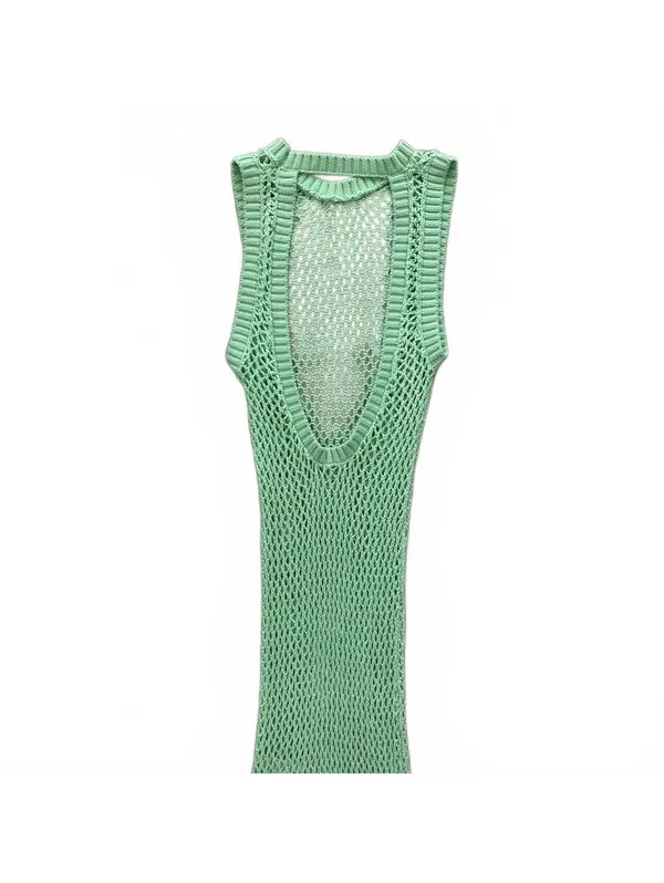 Beach Riot Holly Maxi Dress Cover Up Crochet Open Knit Sleeveless Patina Green M - Image 8