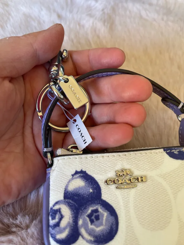 NWT Coach Mini Nolita Bag Charm In Signature Canvas With Blueberry Print CR498 - Image 3