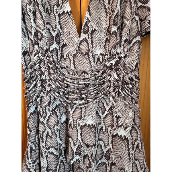 AFRM Micah Corset Tiered Maxi Dress Snakeskin Print XL Tiered Ruffle V-Neck - Image 3