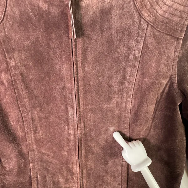 Ruff Hewn Brown Suede Leather‎ Jacket Womens S Moto Zip Western Boho Festival - Image 8