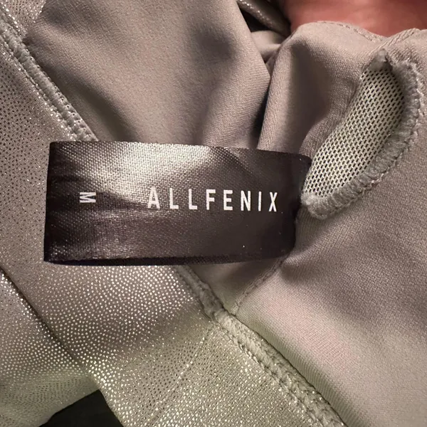 Anthropologie All Fenix Liquid Olive Metallic Racerback Sports Bra - Image 6