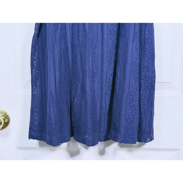 Vintage Y2K Abercrombie Crochet Lace Swing Dress XS Navy Fall Preppy Cottage - Image 7