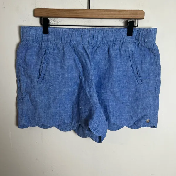 LILLY PULITZER- Brea Linen Shorts Blue Casual Pull On Summer Travel Resort Prep - Image 2