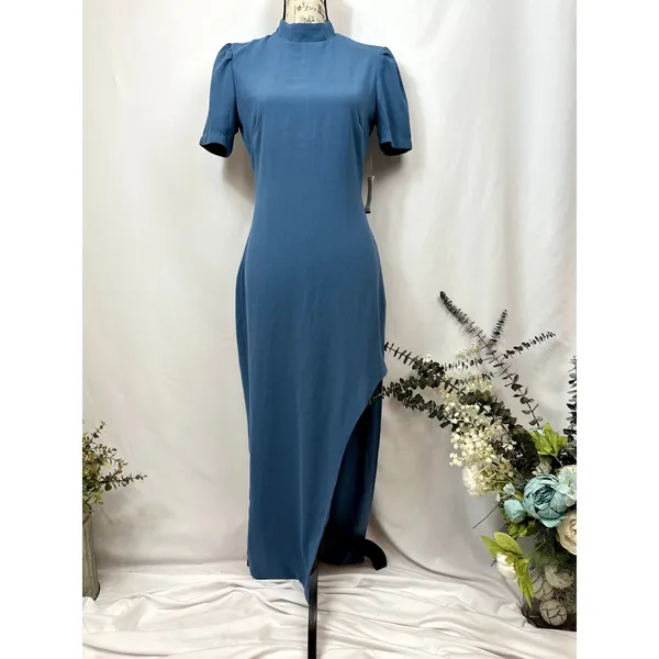 Alexia Admor Dixie Mockneck Maxi Sheath Dress in Denim Blue 4 - Image 2