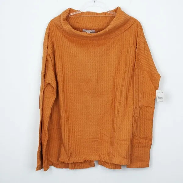 Free‎ People Juicy Long Sleeve Waffle Cowl Neck Top Size Medium NWT - Image 4