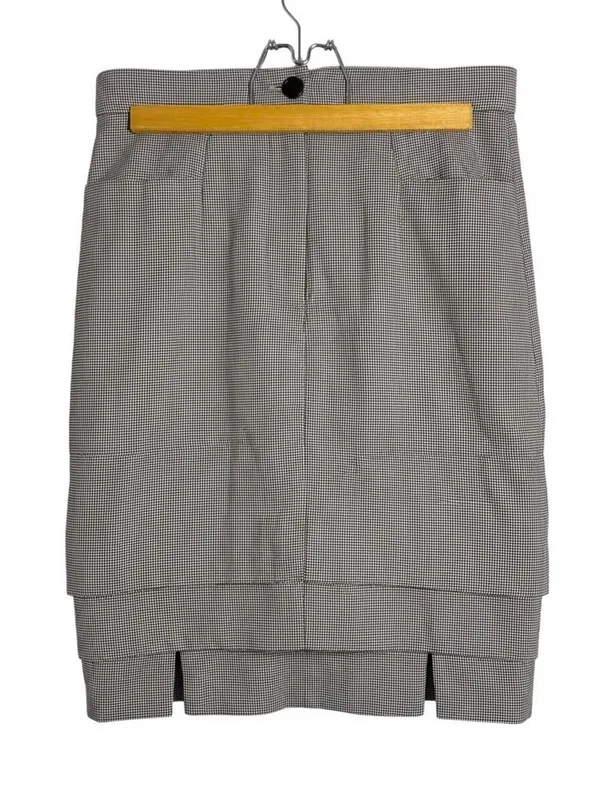 ESCADA Vintage VIRGIN WOOL SILK Blend High Waist Tiered Plaid Check Mini Skirt 6 - Image 2