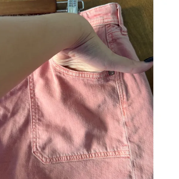American Eagle sz 14 Pink Denim Easy Shortie Pockets Relaxed Streetwear Everyday - Image 7