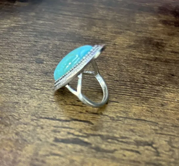 Turquoise Silvef Ring Blue Size 7.5 - Image 2