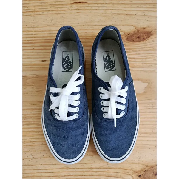Vans Authentic Off The Wall Navy Blue Embossed Skate Shoes Men's 8.5 Women's 10 - Image 8