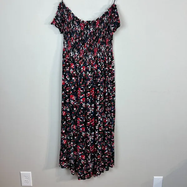 Lulu's‎ Maxi Dress XL Black Floral Off the Shoulder Maxi Side Slits Romantic New - Image 15
